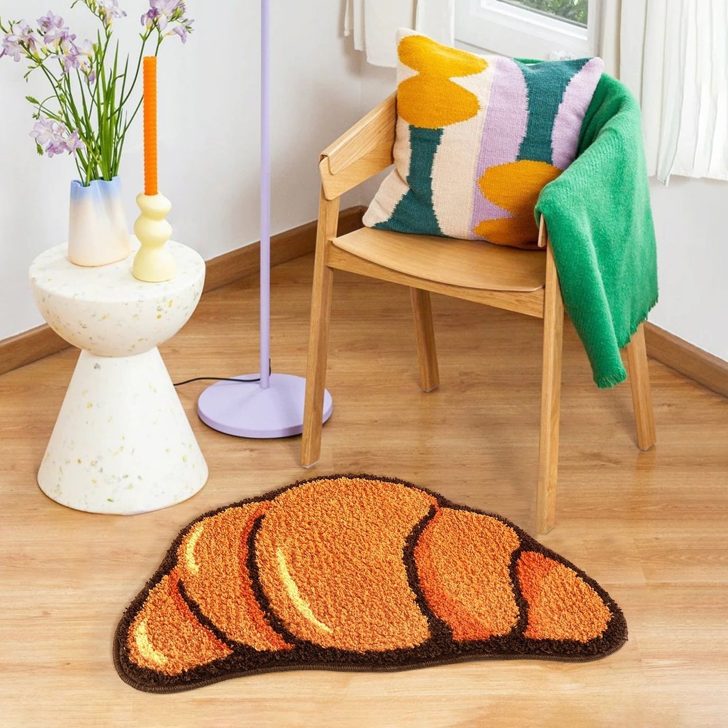 Croissant Tufted Accent Rug — Soft Accent Rug for Bedroom Layering — Detail