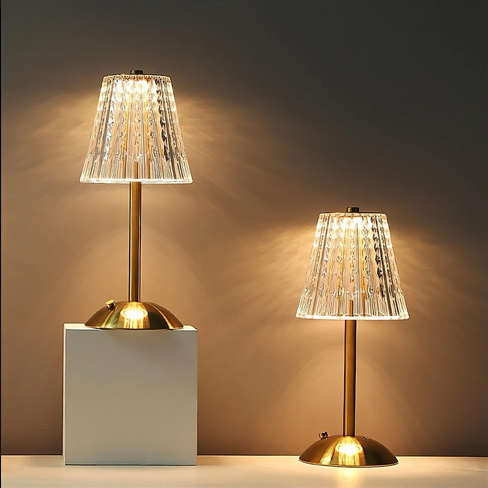 Crystal Shade Table Lamp — Dimmable Brass Finish for Bedside Lighting — Lifestyle 3
