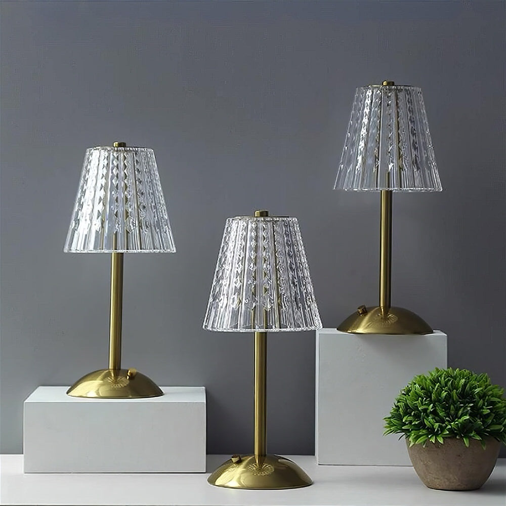 Crystal Shade Table Lamp — Dimmable Brass Finish for Bedside Lighting — Lifestyle 5