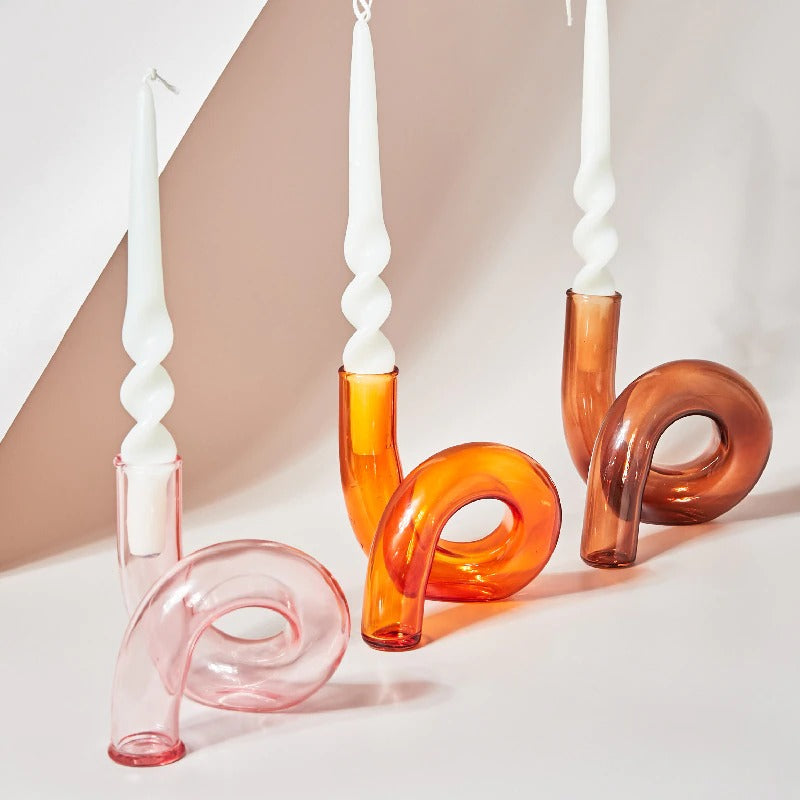Curved Tube Candle Holder — Decorative Vase for Considered Styling — Front view
