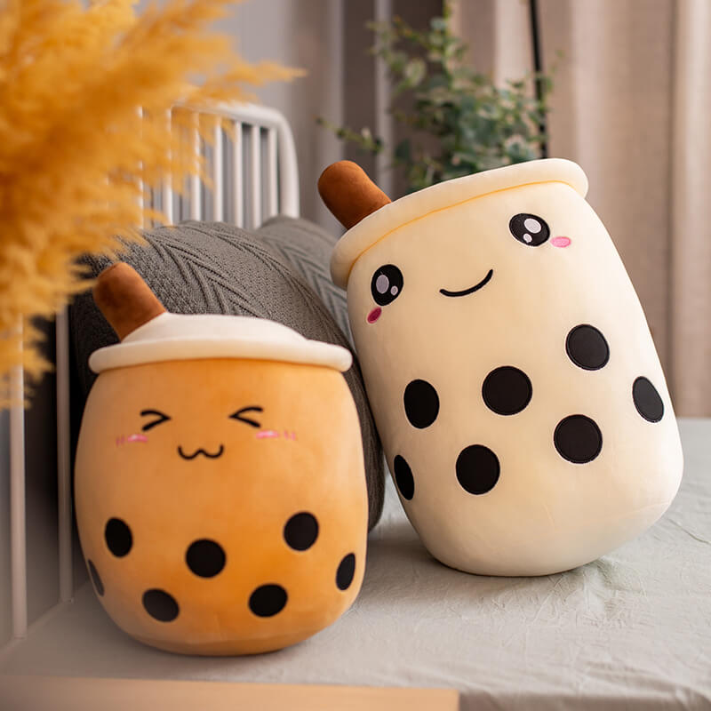 Bubble Tea Plush Toy — Soft Textured Pillow for Bedroom Layering — Lifestyle 3