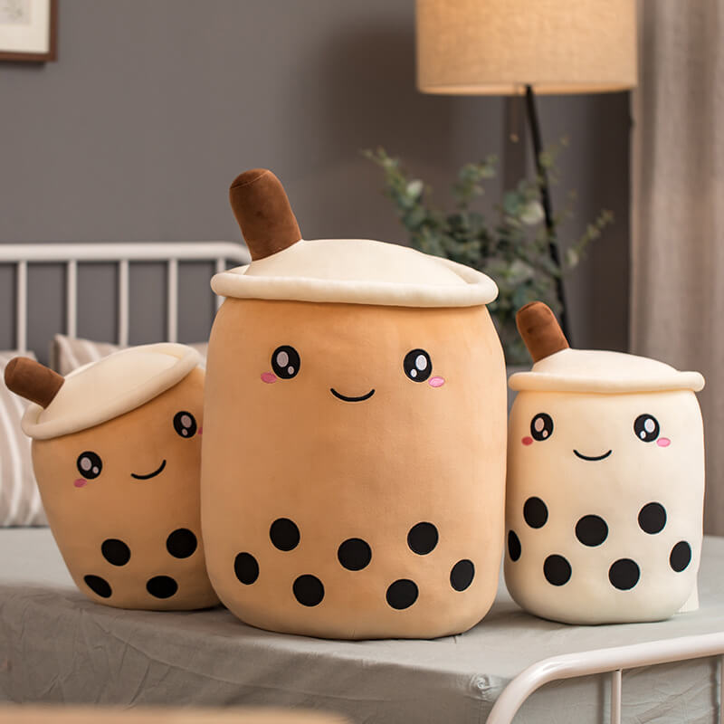 Bubble Tea Plush Toy — Soft Textured Pillow for Bedroom Layering — Lifestyle 5