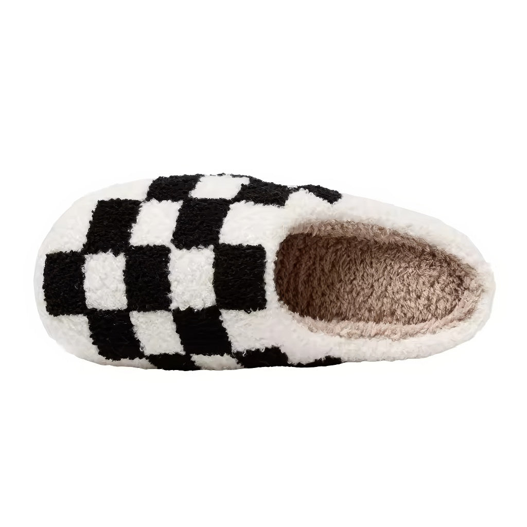 Soft Plush Checkered House Slippers — Lifestyle 3
