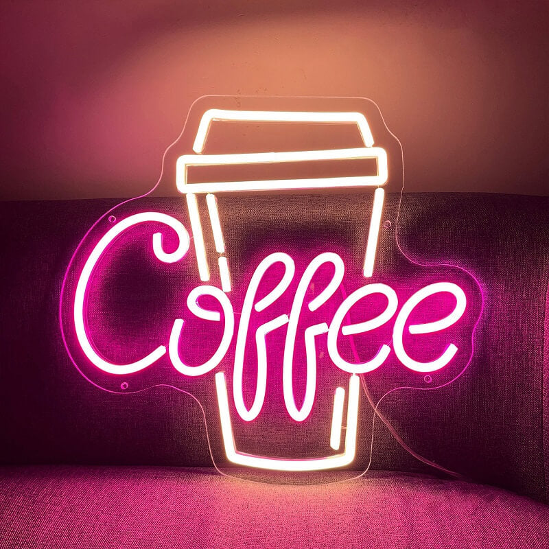 Coffee Shop Neon Sign — Warm LED Mood Lighting for Bedside — Lifestyle 3