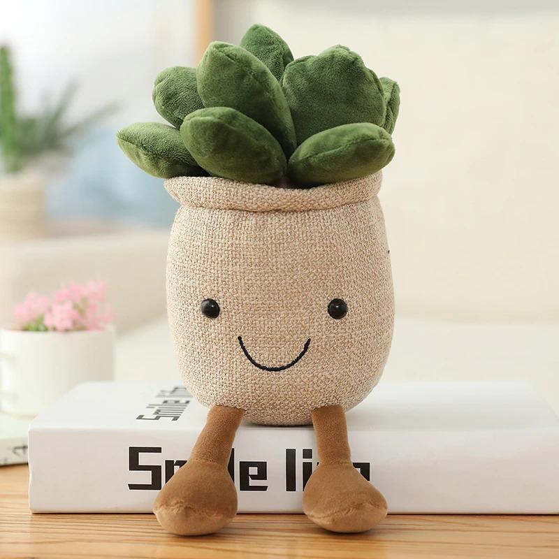 Potted Succulent Plushies — Soft Decorative Pillows for Shelves — Detail