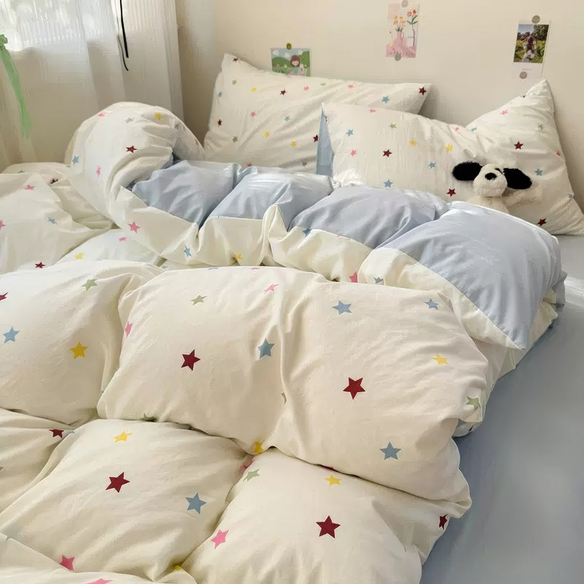 Stars Bedding Set — Soft-Touch Cotton Duvet & Pillowcases — Front view