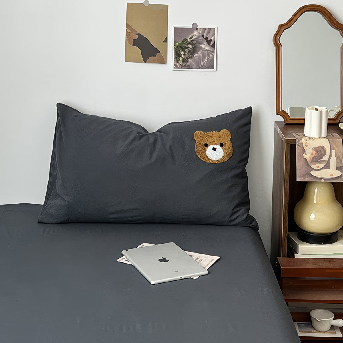 Navy & Cream Striped Bedding Set — Soft-Touch Cotton Duvet & Pillowcases — Lifestyle 7