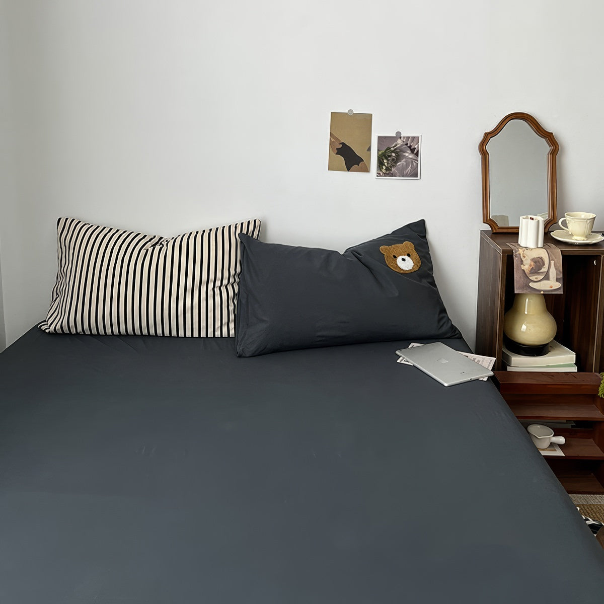 Navy & Cream Striped Bedding Set — Soft-Touch Cotton Duvet & Pillowcases — Lifestyle 5