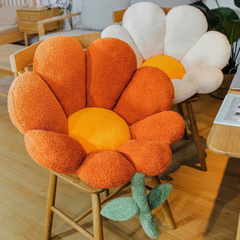 Daisy Flower Plush Seat Cushion — Front view