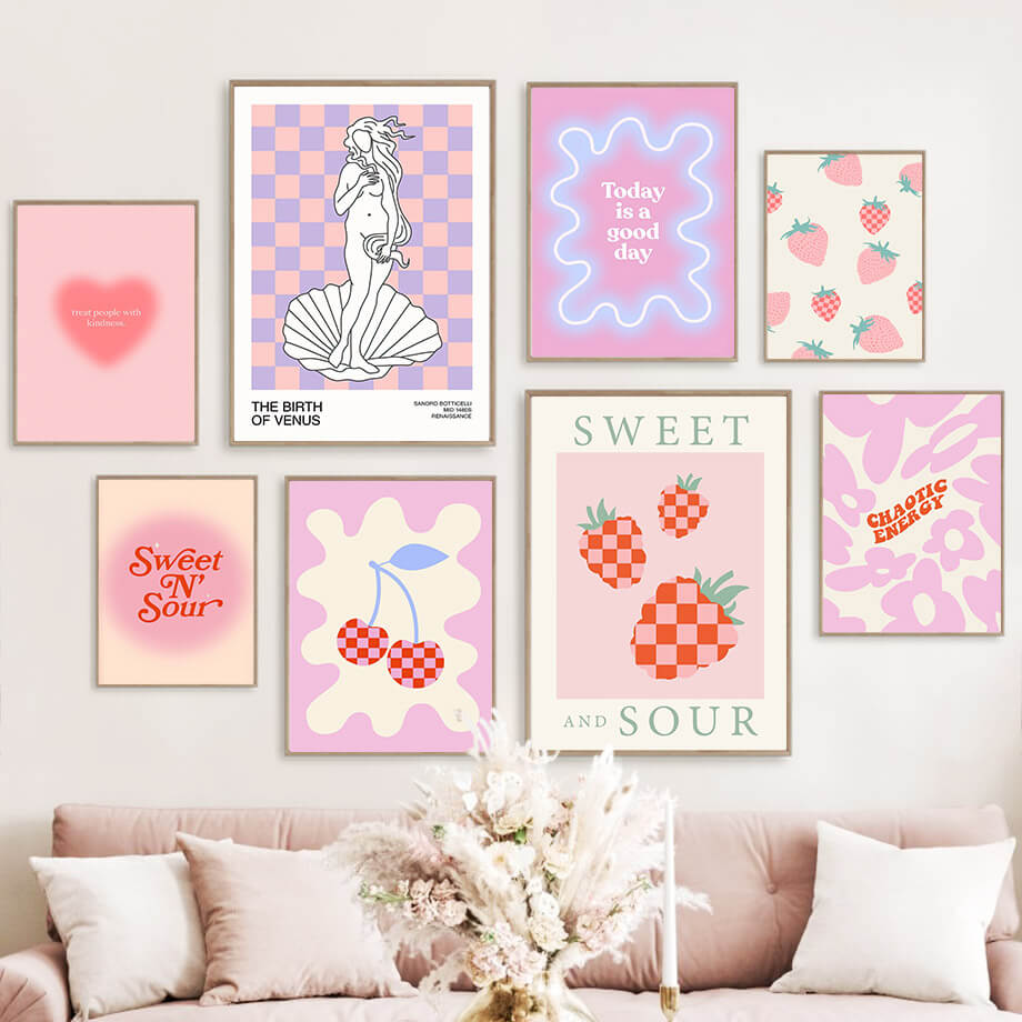 Sweet N' Sour Checkered Canvas Posters — Considered Home Styling — Front view