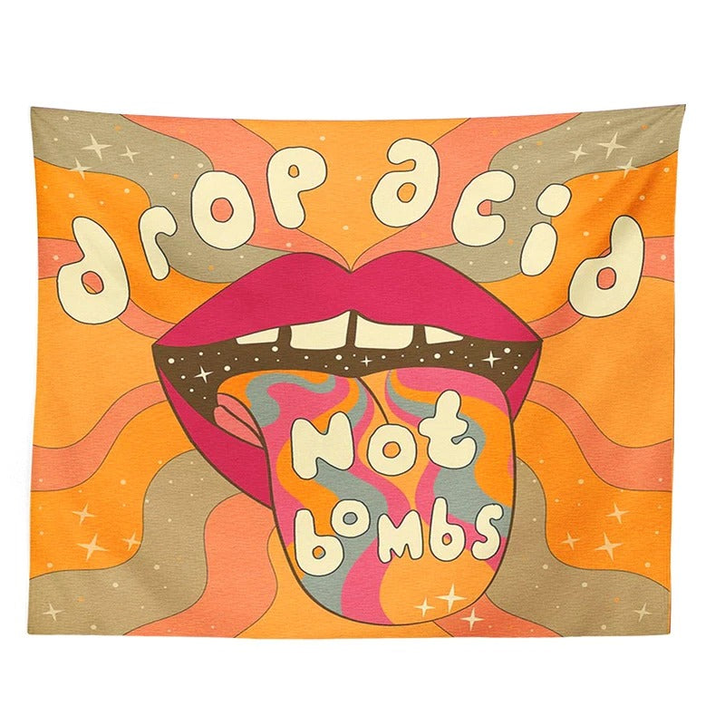 Drop Acid Not Bombs Tapestry — Considered Home Styling — Front view