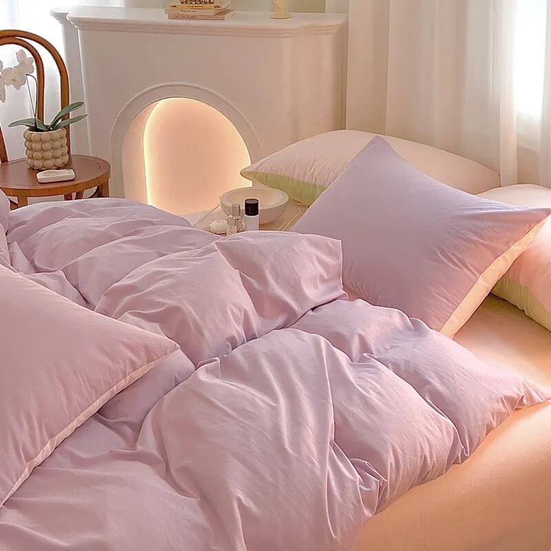 Dusty Pastel Shades Cotton Bedding Set — Front view