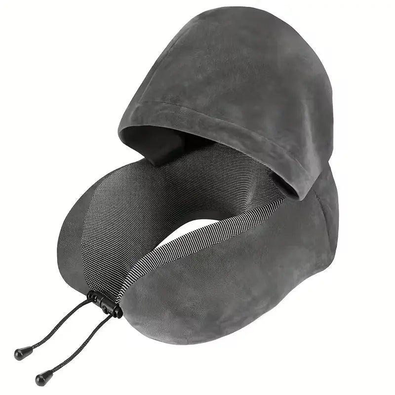Hooded U-Shaped Travel Pillow for Comfortable Sleep - Available in Grey, Black, Brown, Blue, 25x23x15cm — Lifestyle 10