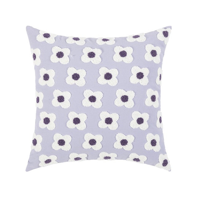 Embroidered Daisy Cushion Cover — Cotton Canvas Pillowcase for Bedroom Styling — Lifestyle 8