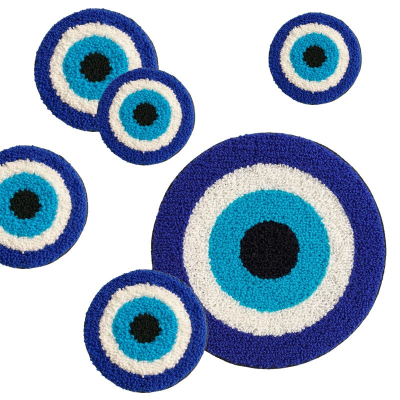 Evil Eye Embroidered Coaster — Considered Home Styling — Front view