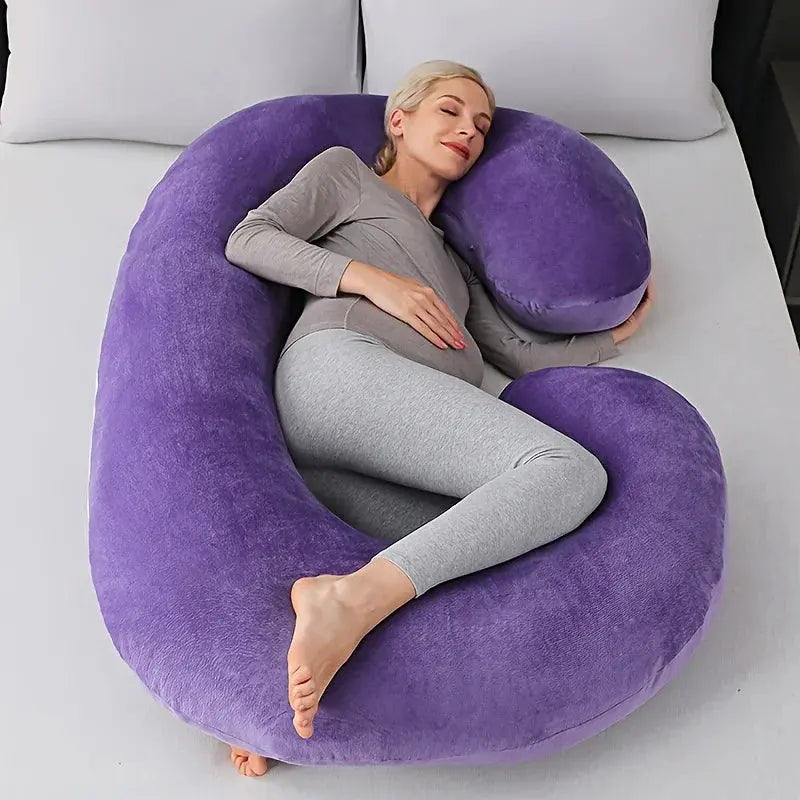 C-Shaped Body Pillow for Sleep and Recovery – Available in Grey, Black, Purple, Blue; Sizes 28x55" and 31x59 — Lifestyle 7