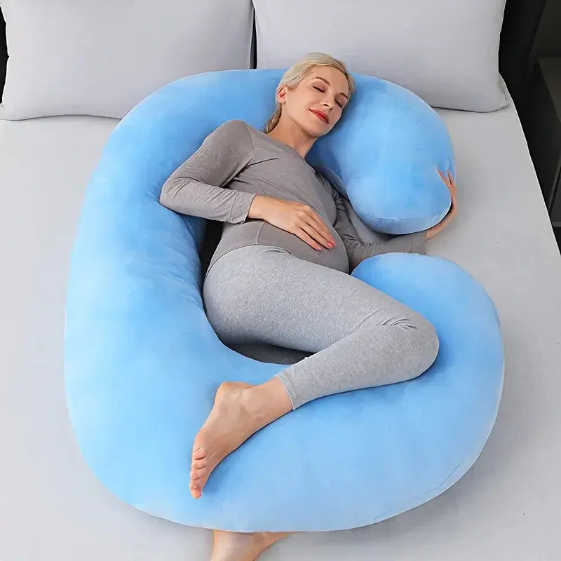 C-Shaped Body Pillow for Sleep and Recovery – Available in Grey, Black, Purple, Blue; Sizes 28x55" and 31x59 — Lifestyle 8