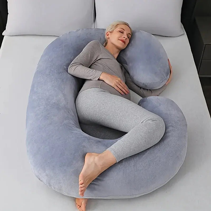 C-Shaped Body Pillow for Sleep and Recovery – Available in Grey, Black, Purple, Blue; Sizes 28x55" and 31x59 — Lifestyle 12