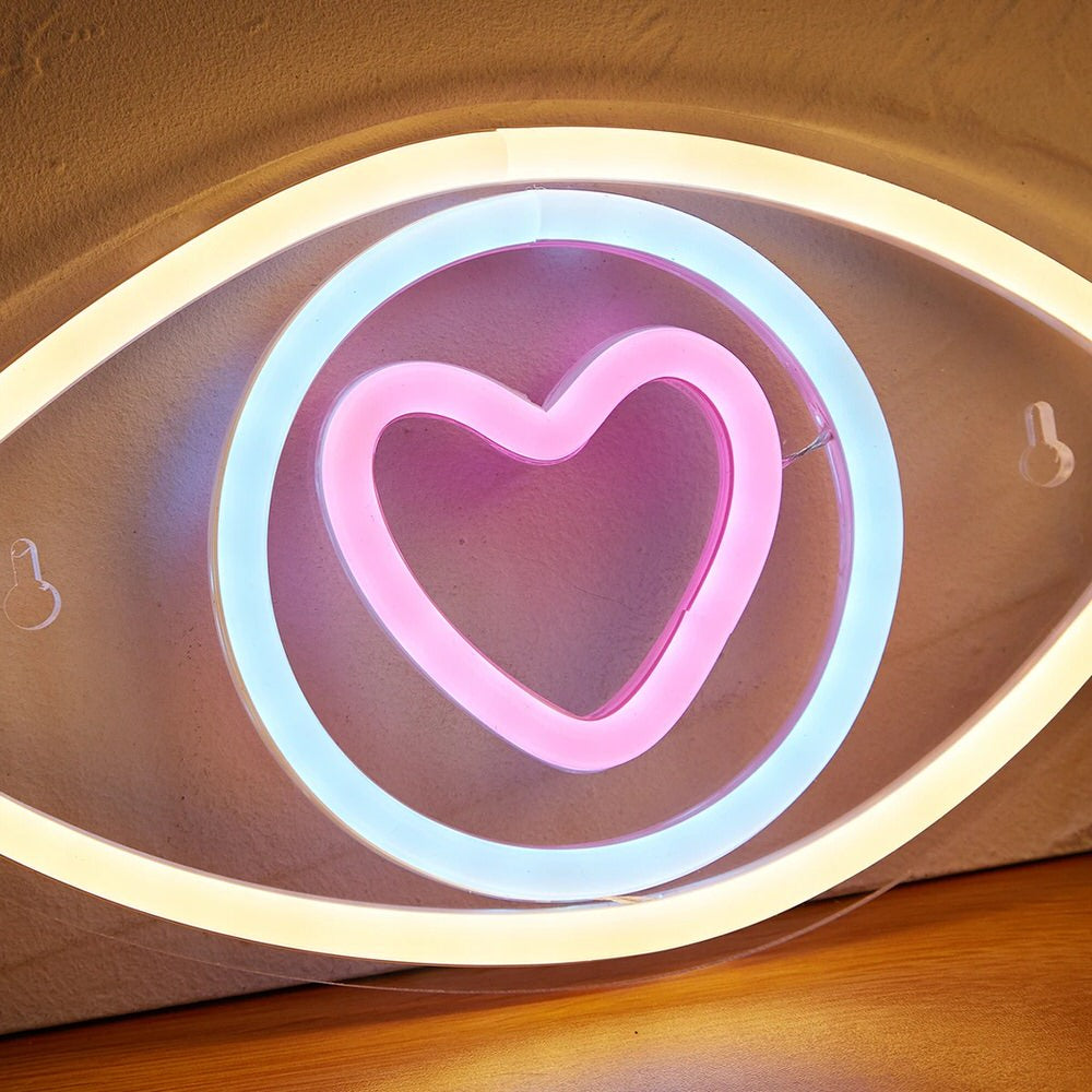 Eye in Love LED Neon Sign — Warm LED Mood Lighting for Bedside — Detail