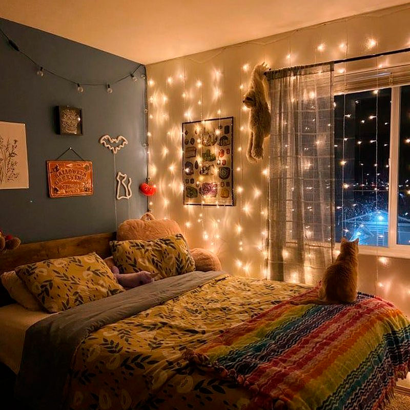 Fairy Curtain Lights — Warm LED Mood Lighting for Bedside — Lifestyle 3