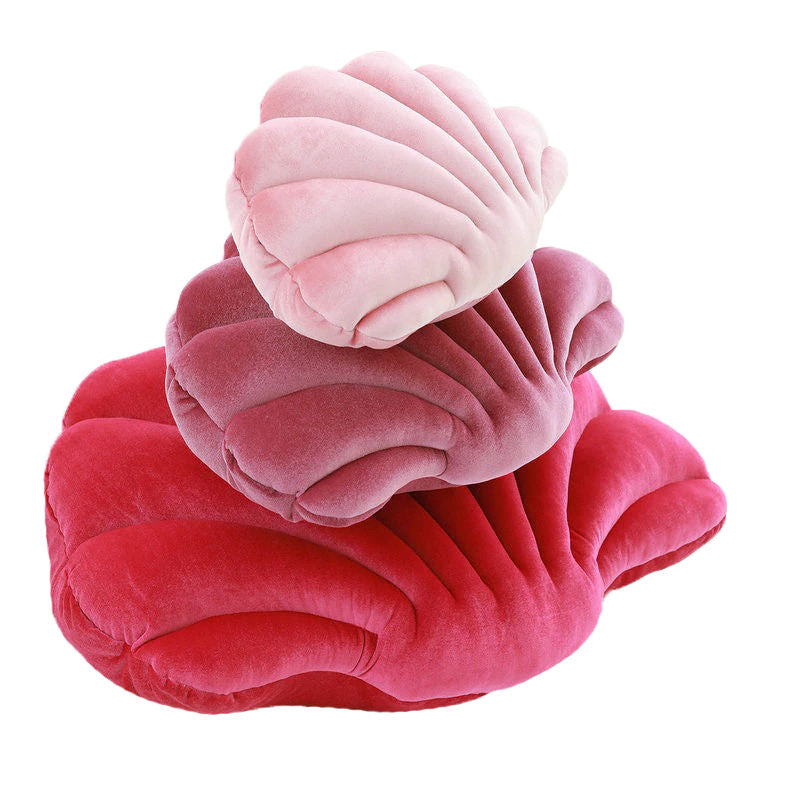 Sea Shell Velvet Throw Pillow — Soft Textured Pillow for Bedroom Layering