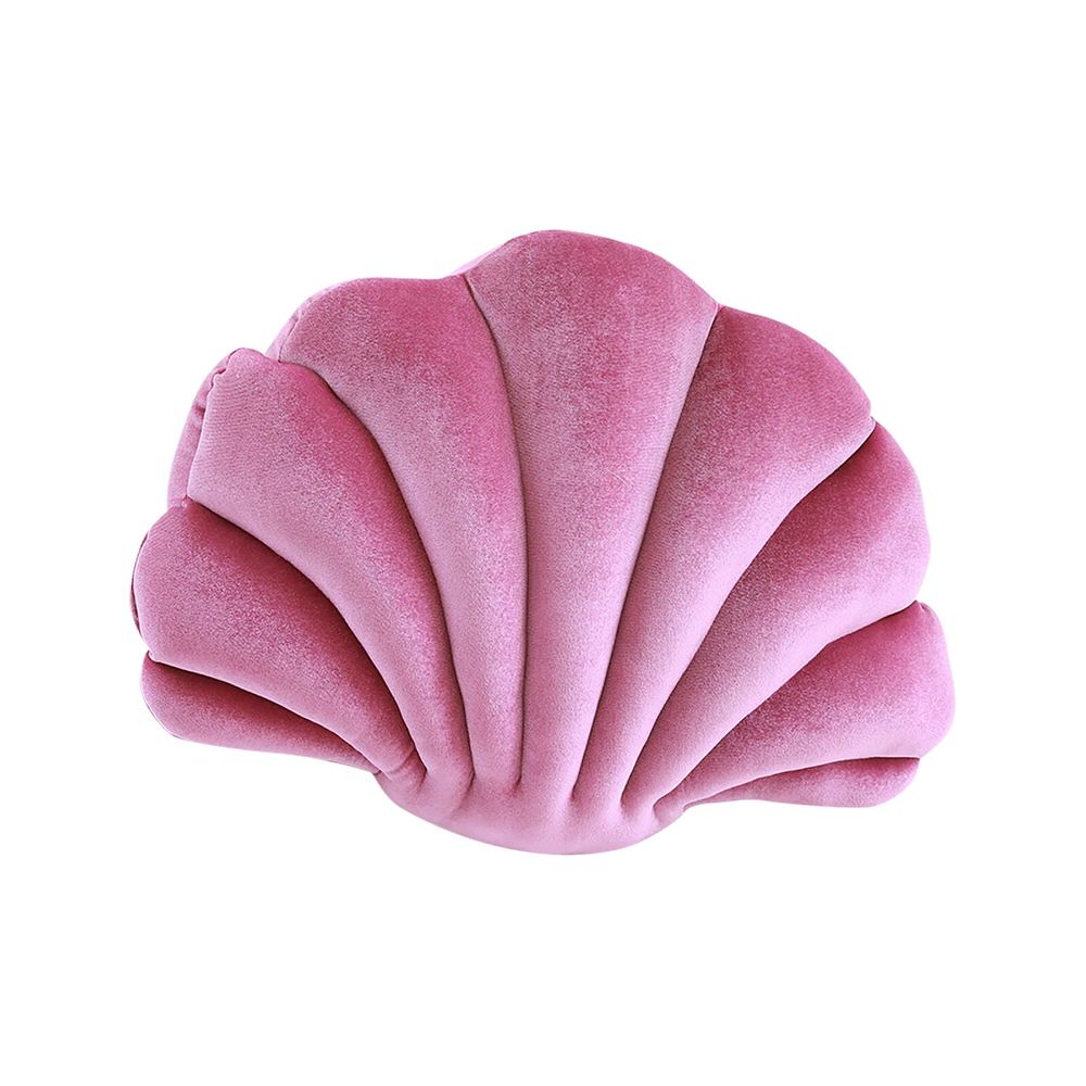 Seashell Velvet Throw Pillow — Sculpted Coastal Cushion for Bedrooms — Lifestyle 3