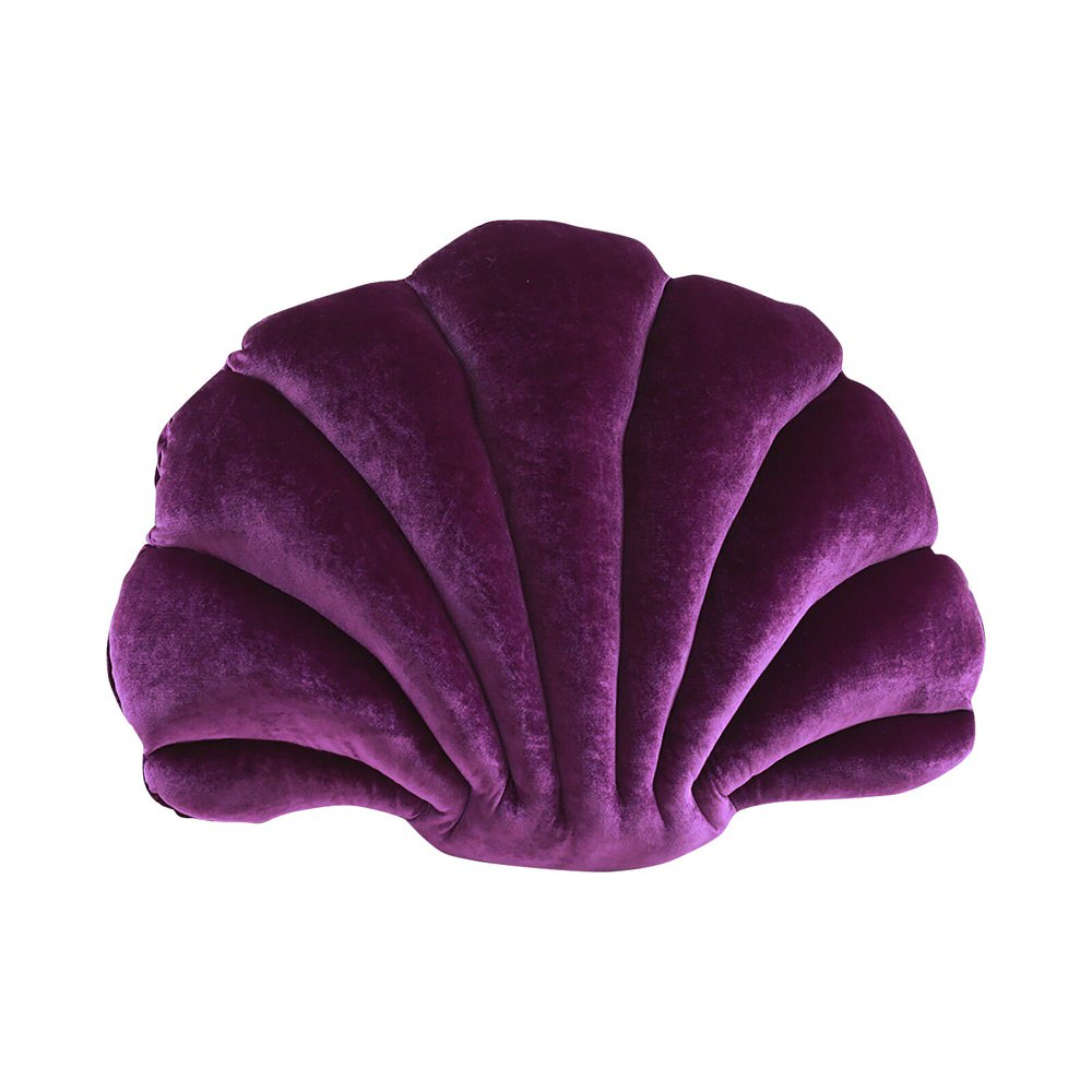 Seashell Velvet Throw Pillow — Sculpted Coastal Cushion for Bedrooms — Lifestyle 5