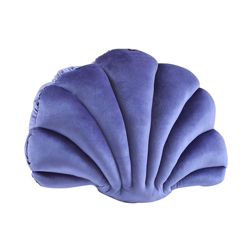 Seashell Velvet Throw Pillow — Sculpted Coastal Cushion for Bedrooms — Lifestyle 6