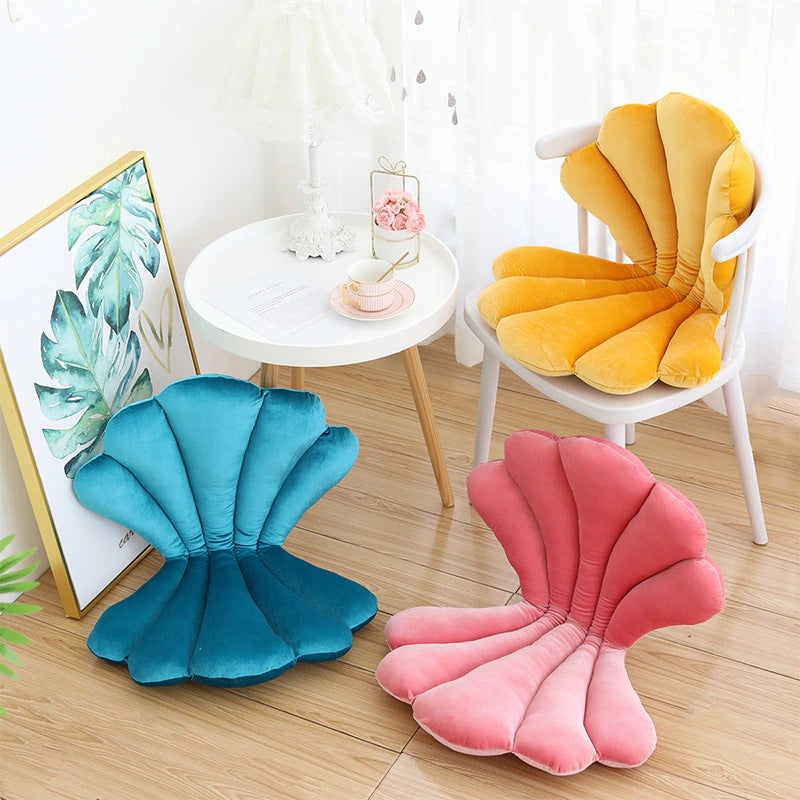 Sculptural Shell Chair Cushion — Tufted Seat Pad for Dining and Accent Chairs — Front view