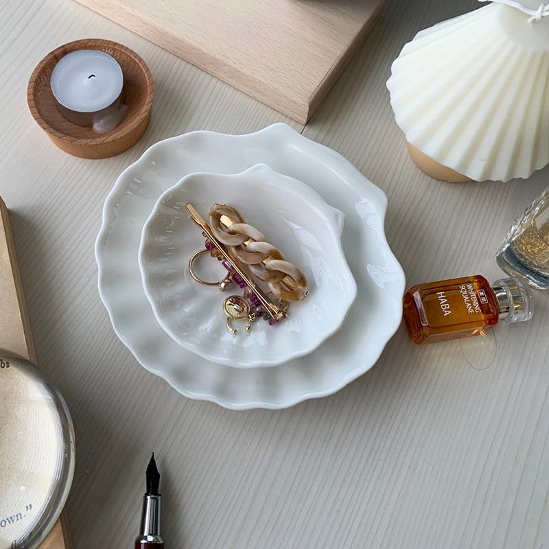 White Ceramic Shell Jewelry Tray — Considered Home Styling — Detail