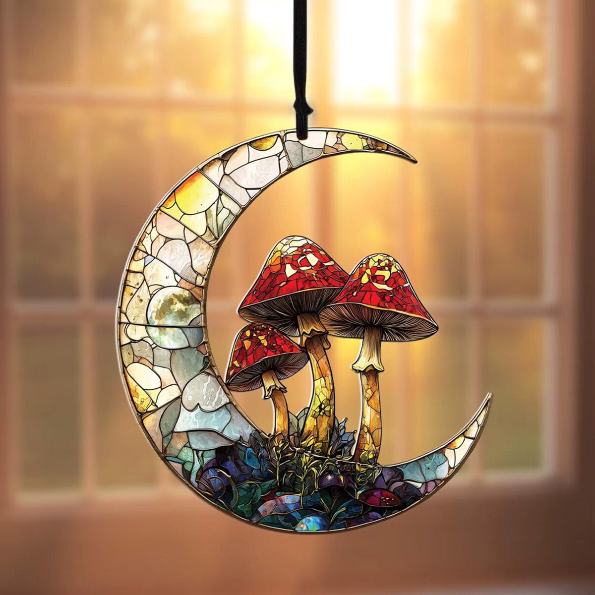 Moon & Mushroom Suncatcher — Considered Home Styling — Lifestyle 1
