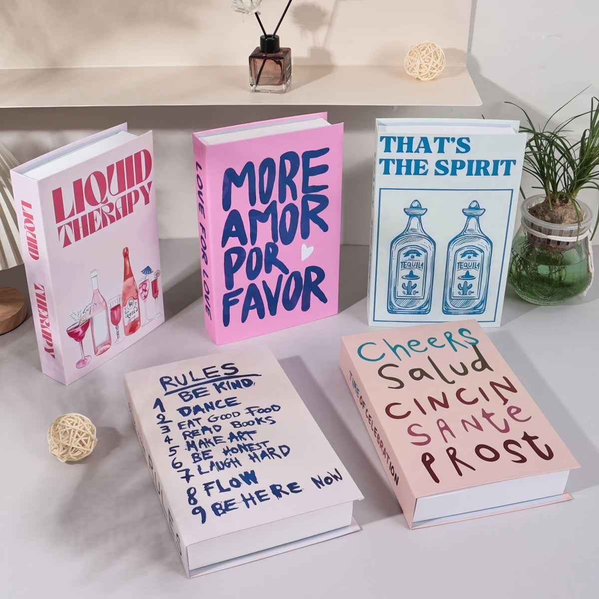 Modern Decorative Faux Book Storage Box — Considered Home Styling — Front view
