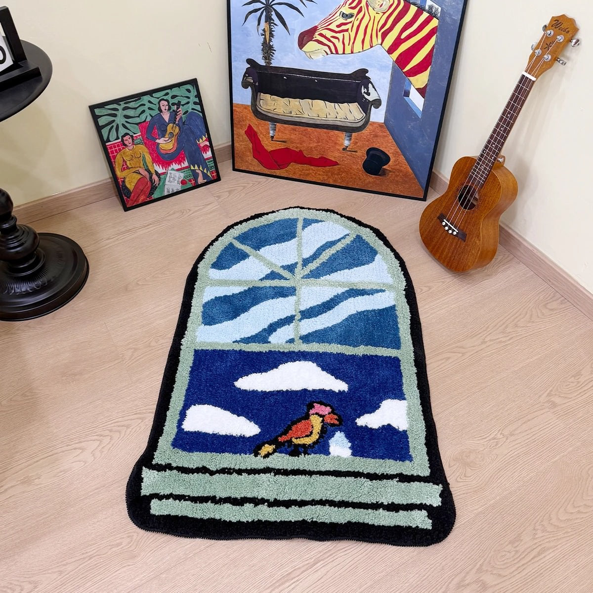 Fake Window Tufted Accent Rug — Soft Accent Rug for Bedroom Layering — Detail