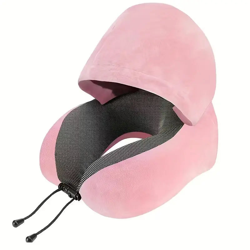 Hooded U-Shaped Travel Pillow for Comfortable Sleep - Available in Grey, Black, Brown, Blue, 25x23x15cm — Lifestyle 9