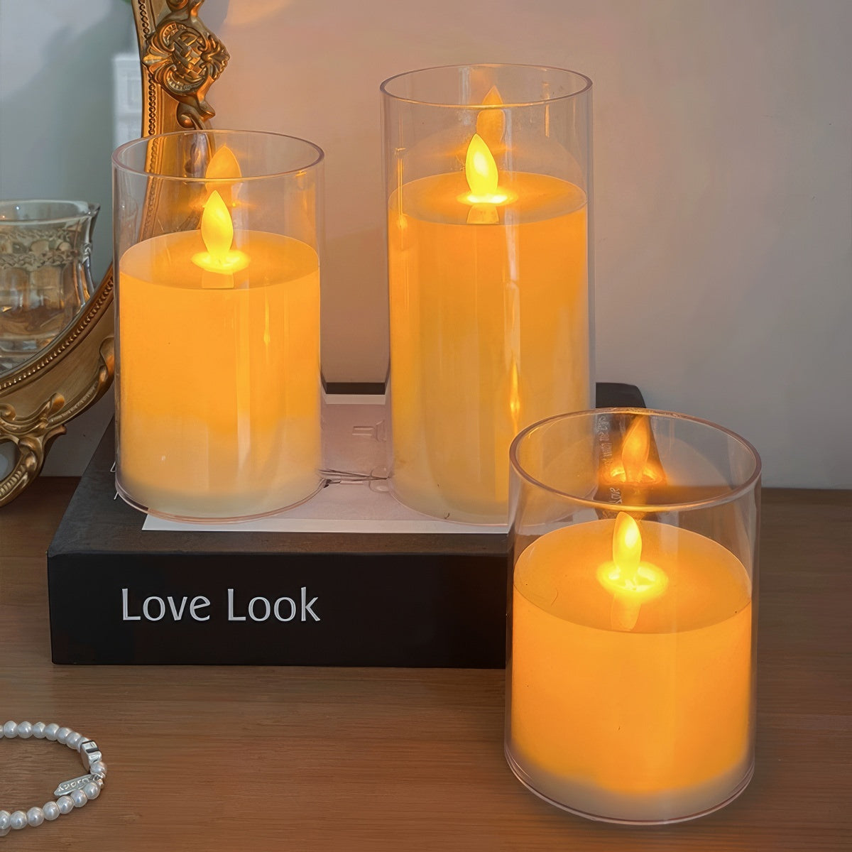Warm Glow LED Glass Candles — Warm LED Mood Lighting for Bedside — Lifestyle 2