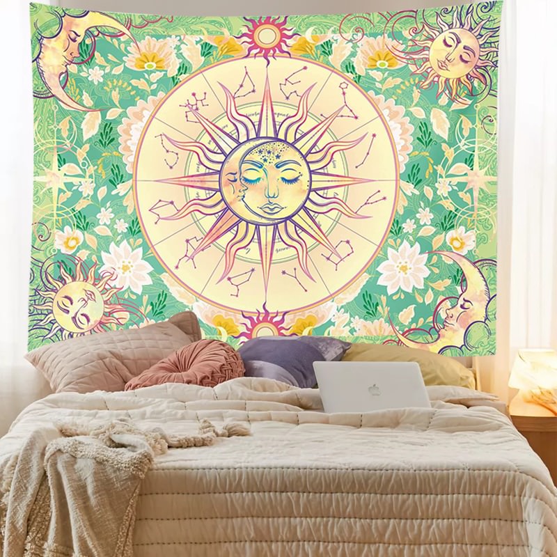 Floral Zodiac Sun & Moon Tapestry — Considered Home Styling