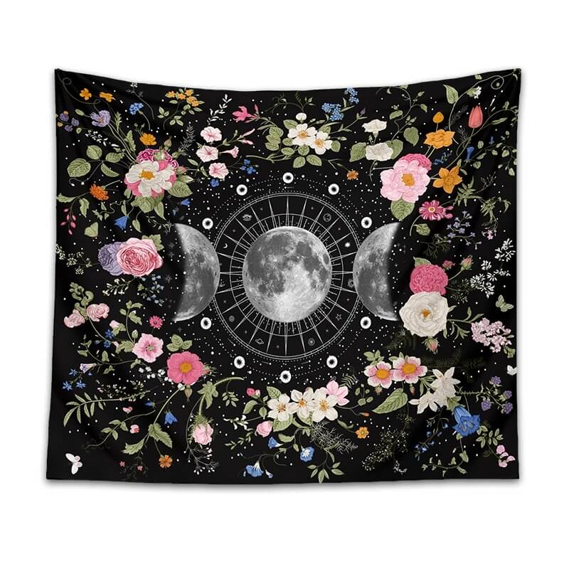 Floral Triple Moon Phases Tapestry — Considered Home Styling