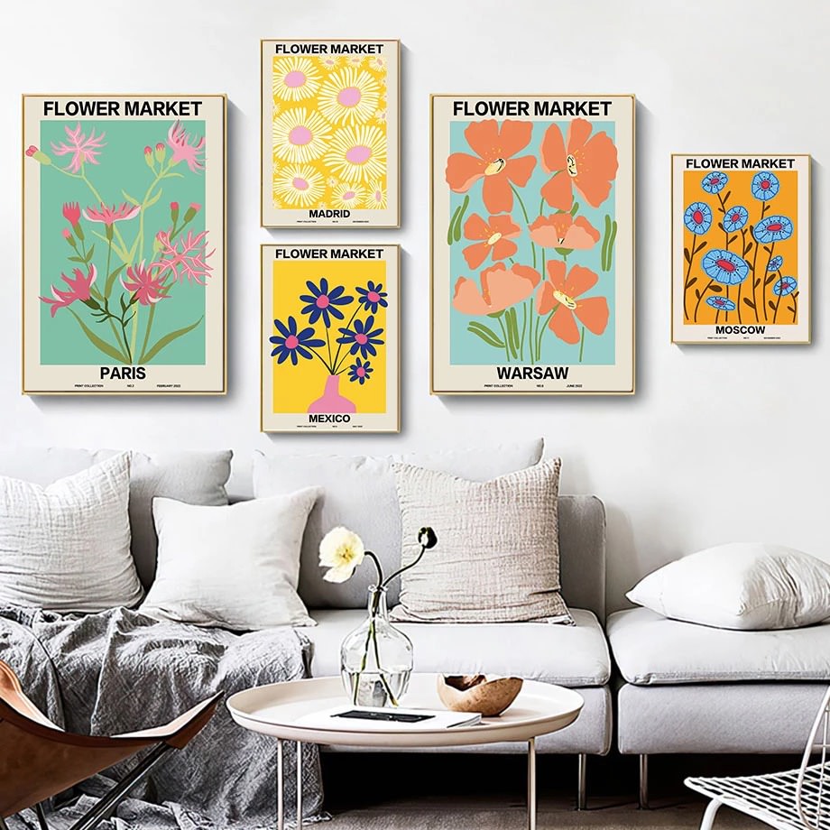 Flower Market Gallery Wall Canvas Posters — Considered Home Styling — Detail