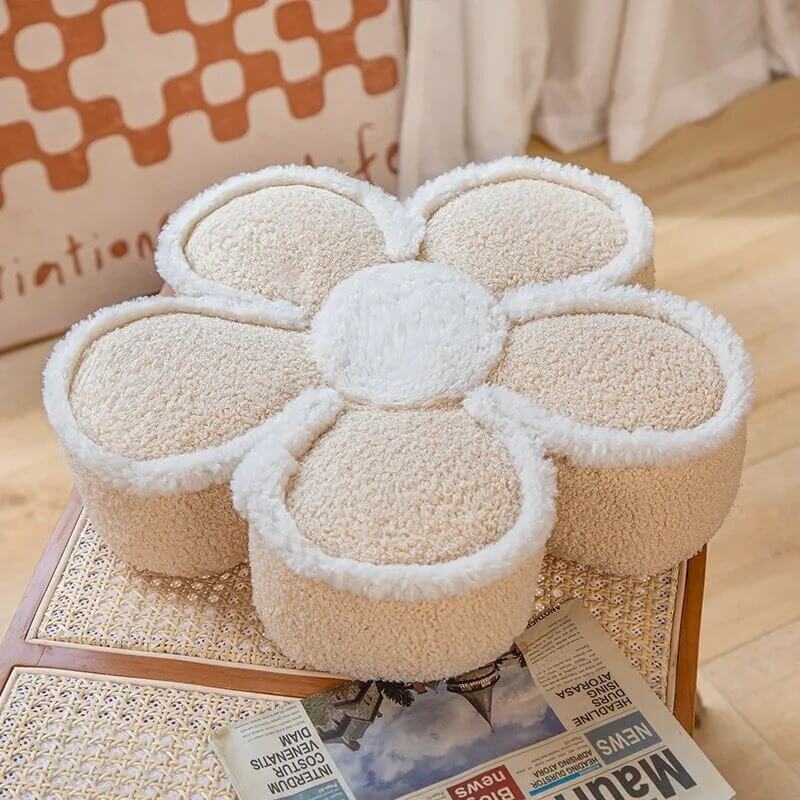 Fluffy Flower Throw Pillow — Plush Petal Cushion for Bedrooms — Lifestyle 2