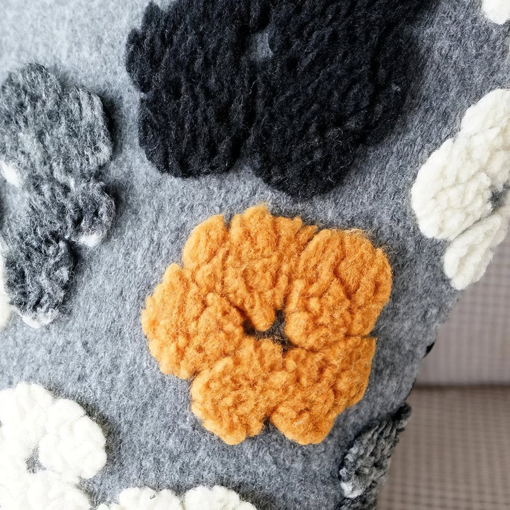 Fluffy Flowers Retro Cushion Cover — Soft Textured Pillow for Bedroom Layering — Lifestyle 6