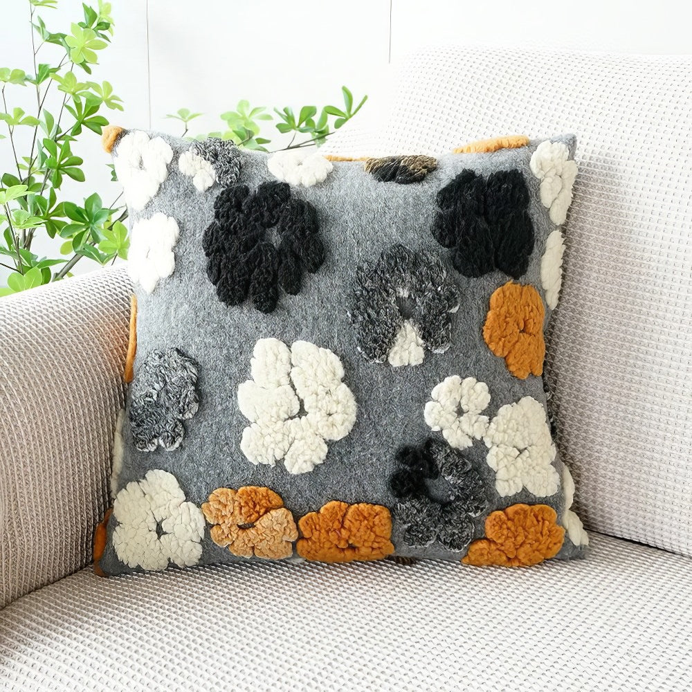 Fluffy Flowers Cushion Cover — Tufted Floral Texture for Soft Bedroom Layers — Lifestyle 5