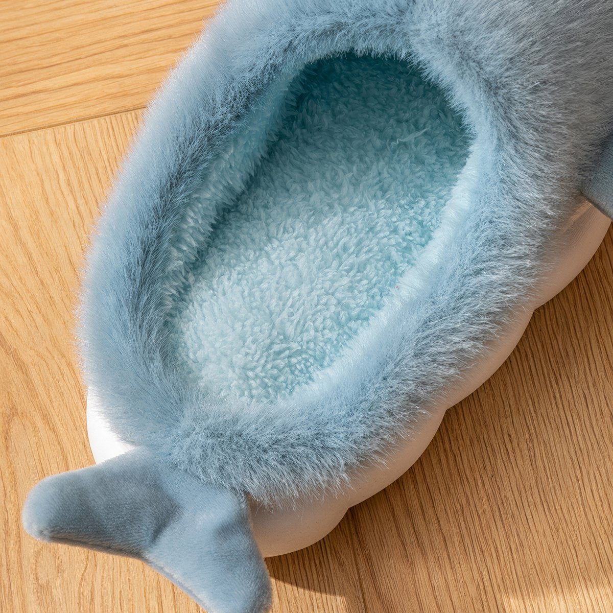Fluffy Shark Slides — Plush Indoor Slip-On for Home Comfort — Lifestyle 2