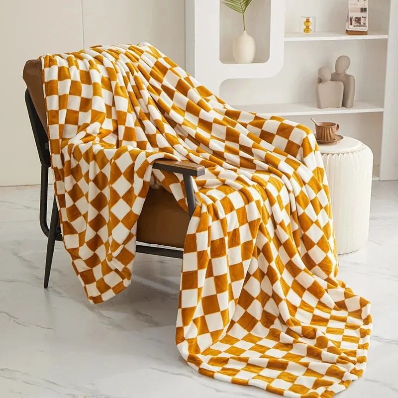 Checkered Throw Blanket — Plush Soft Knit for the Sofa — Lifestyle 5