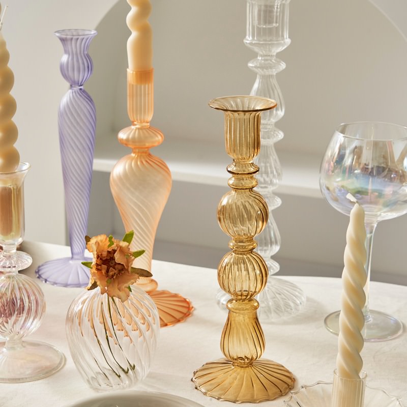 French Vintage Glass Candle Holder — Decorative Vase for Considered Styling — Detail