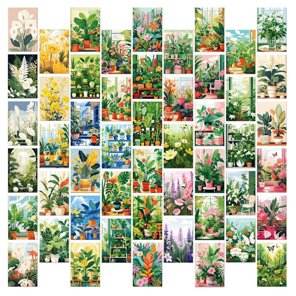 Fresh Green Flowers Wall Collage Cards Kit — Considered Home Styling