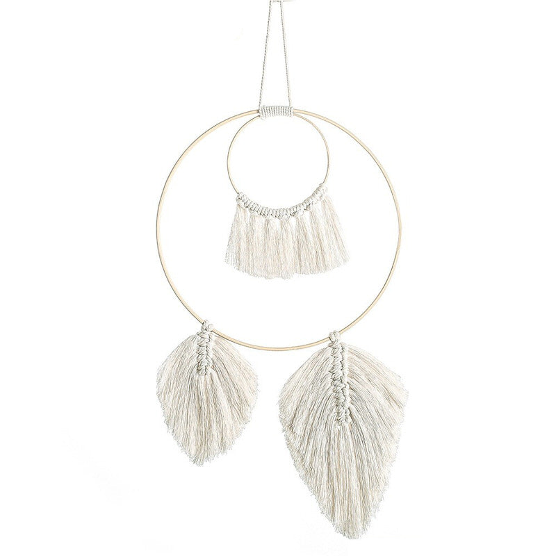 Fringe Feather Macrame Dreamcatcher — Considered Home Styling — Front view