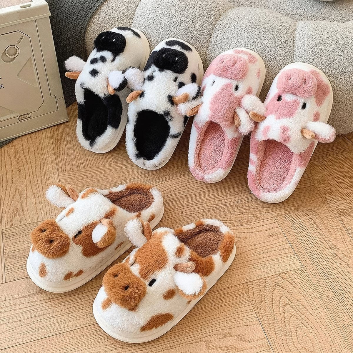 Moo Plush Cow Slippers — Plush Indoor Slip-On for Home Comfort — Lifestyle 6