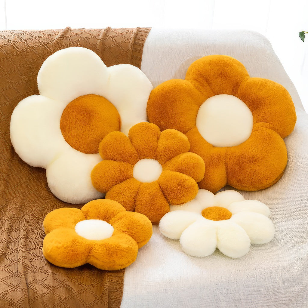 Flower Plush Pillow — Soft Furry Fabric for Bed and Sofa Decor — Lifestyle 3