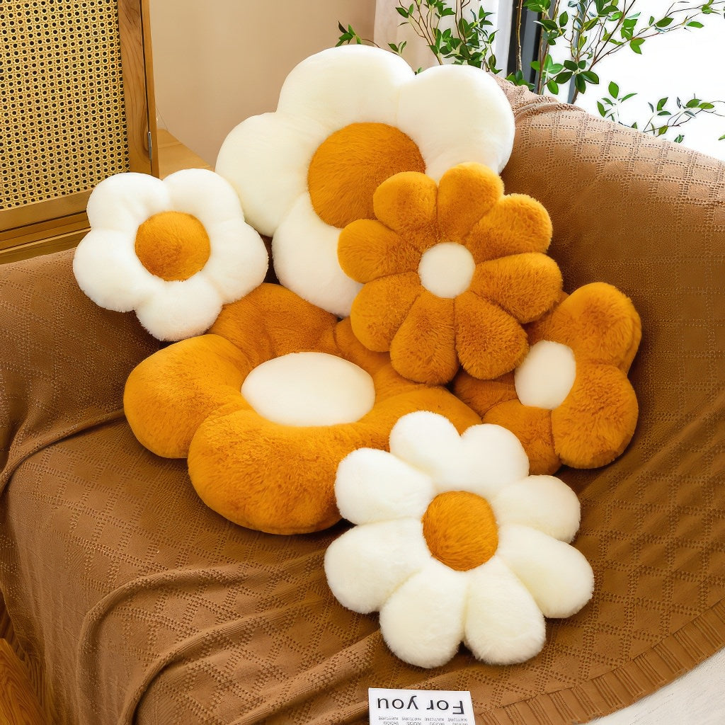Flower Plush Pillow — Soft Furry Fabric for Bed and Sofa Decor — Lifestyle 4
