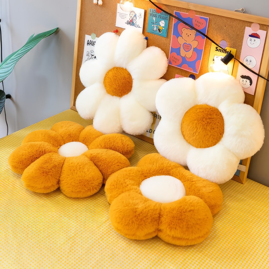 Flower Plush Pillow — Soft Furry Fabric for Bed and Sofa Decor — Lifestyle 6